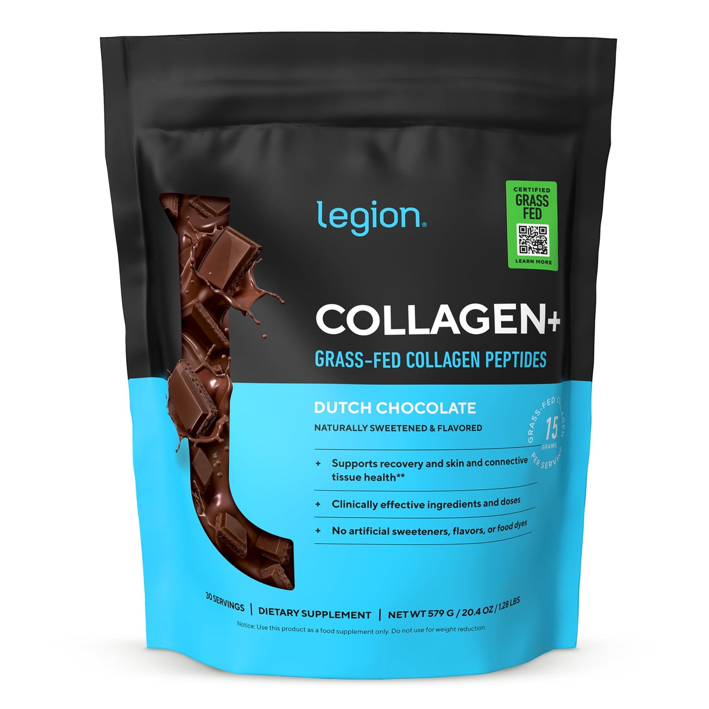 LEGION Athletics Hydrolyzed Collagen Peptides Powder - Solugel Ultra BD Bovine Collagen with Vitamin C - Joint, Skin, and Nail Support - Unflavored, 30 Servings