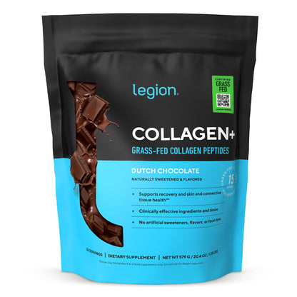 LEGION Athletics Hydrolyzed Collagen Peptides Powder - Solugel Ultra BD Bovine Collagen with Vitamin C - Joint, Skin, and Nail Support - Unflavored, 30 Servings
