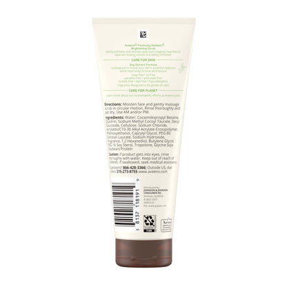 Aveeno Positively Radiant Skin Brightening Daily Facial Scrub with Moisture-Rich Soy Extract, Gently Exfoliates & Cleanses for Soft, Smooth, More Even-Toned Skin, Hypoallergenic, 7 oz Aveeno