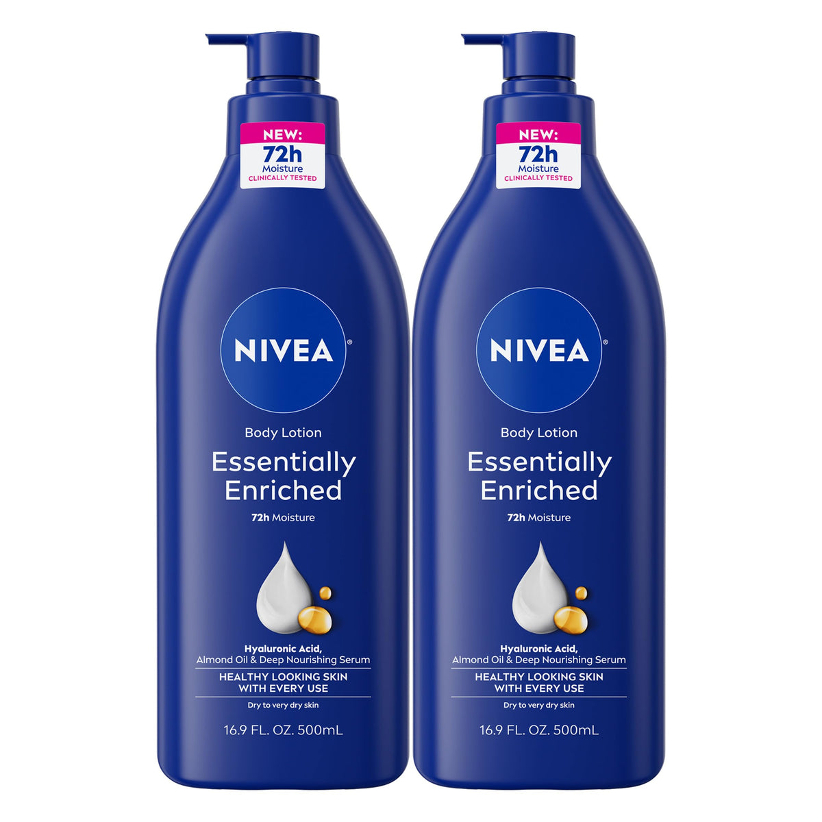 NIVEA Essentially Enriched Body Lotion, Value Pack, 2 x 16.9 FL OZ NIVEA