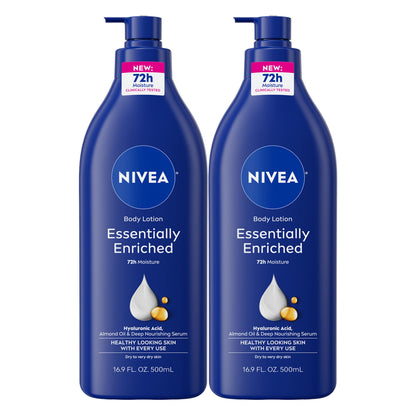 NIVEA Essentially Enriched Body Lotion, Value Pack, 2 x 16.9 FL OZ NIVEA