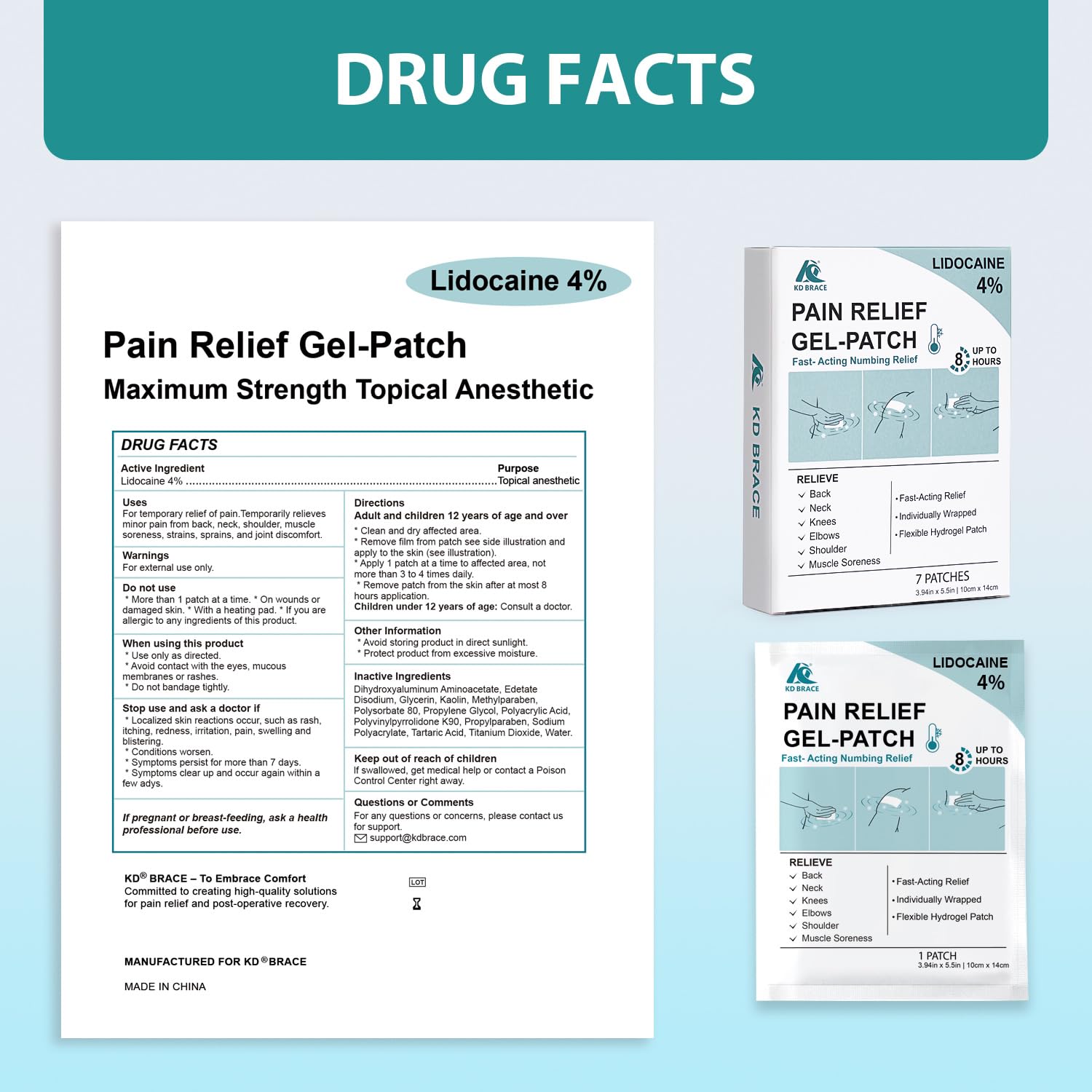KD 4% Lidocaine Pain Relief Patches: Maximum Strength Lidocaine Patch for Back, Neck, Shoulder, Knee Pain, and Muscle Soreness – Large 3.9” x 5.5” (7 Count) KD buy australia supplements