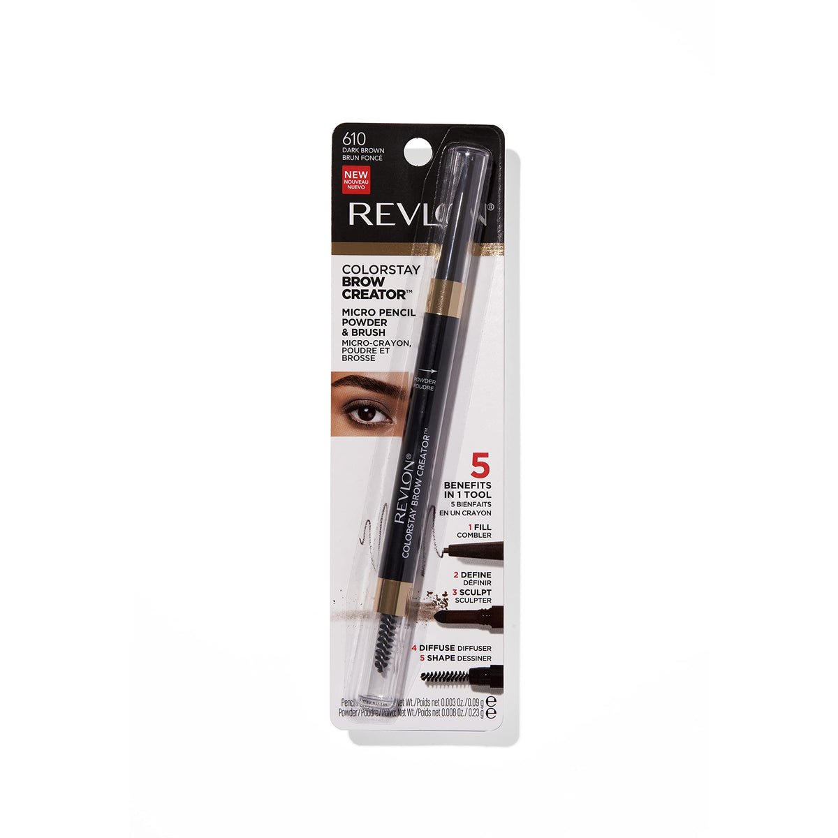 Revlon ColorStay Brow Creator, 610 Dark Brown, 0.003 oz REVLON