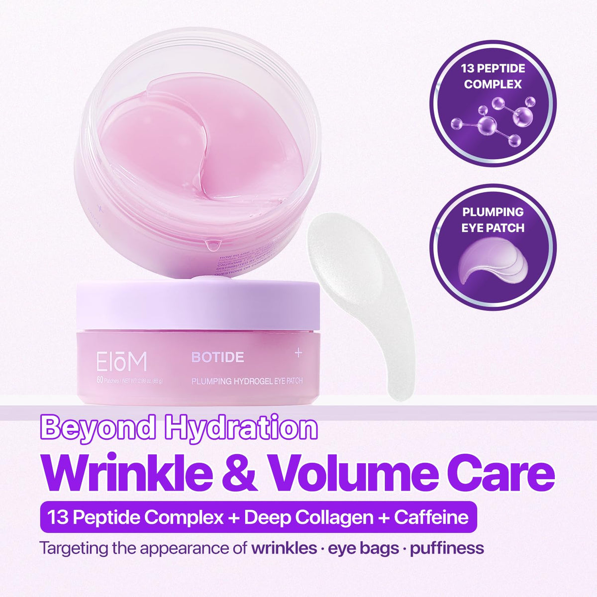 EIOM Botide Peptide Hydrogel Eye Patches for Dark Circles & Puffiness 60Pcs EIOM