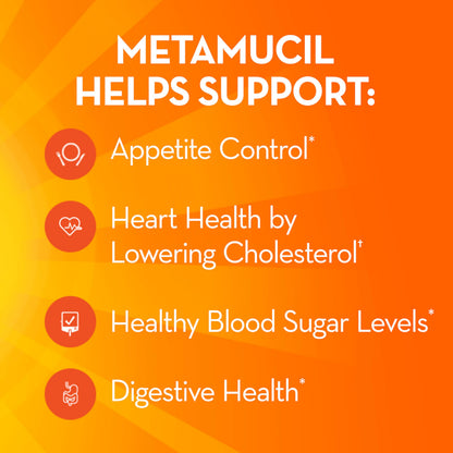 Metamucil, 4-in-1 Fiber Supplement, Psyllium Husk Powder, Sugar-Free Powder, Berry Flavored Drink, 114 Servings Metamucil
