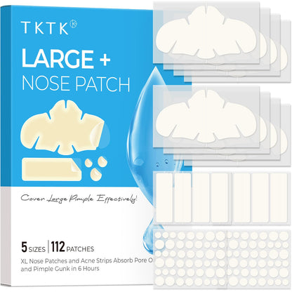 TKTK Hydrocolloid Pimple Patches, XL Nose Pore Strips 91 x 48 mm, 112 Count TKTK