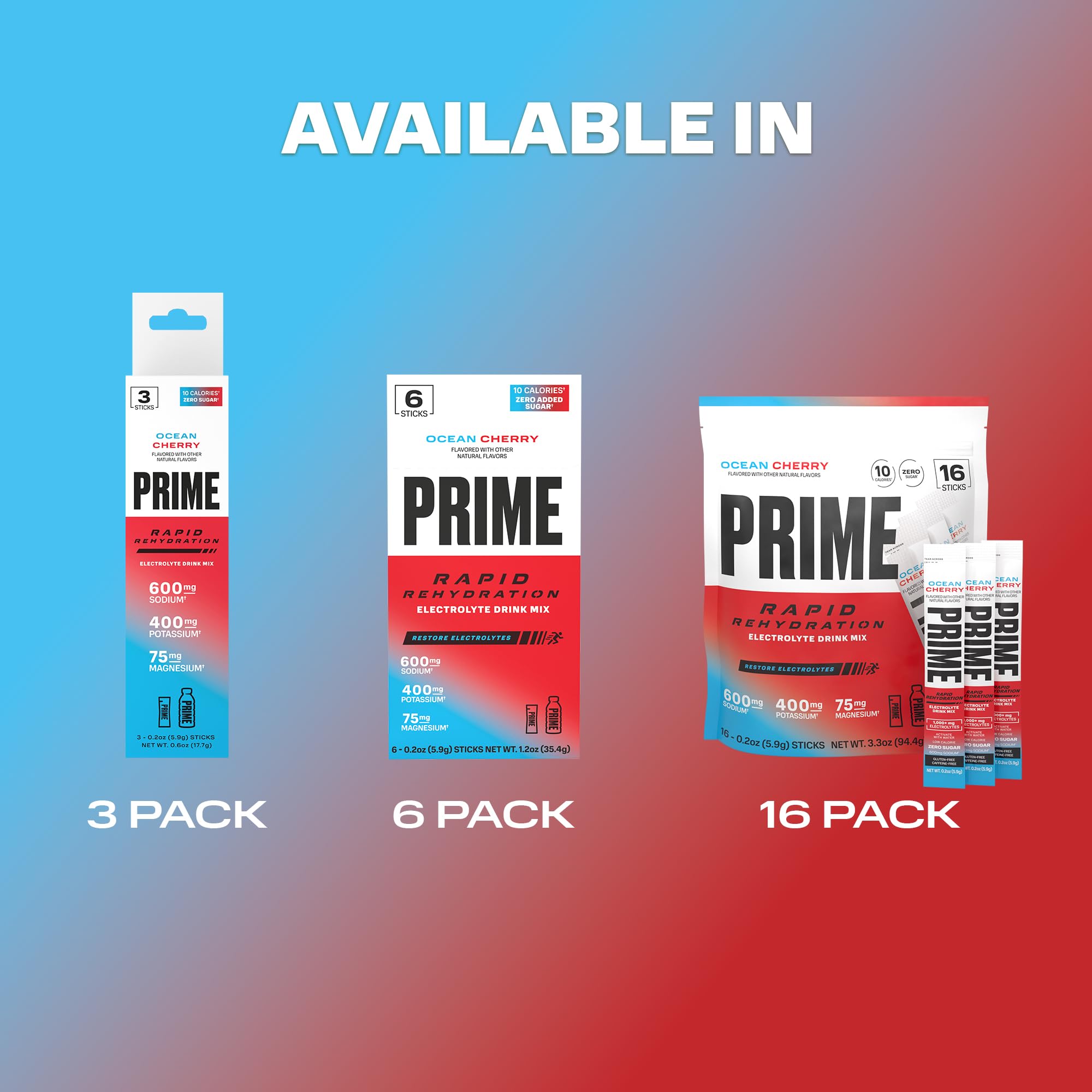 Prime Rapid Rehydration Electrolyte Powder Sticks, Ocean Cherry, Sugar Free Hydration Drink Mix with Sodium, Potassium, Magnesium & B Vitamins PRIME HYDRATION buy australia supplements