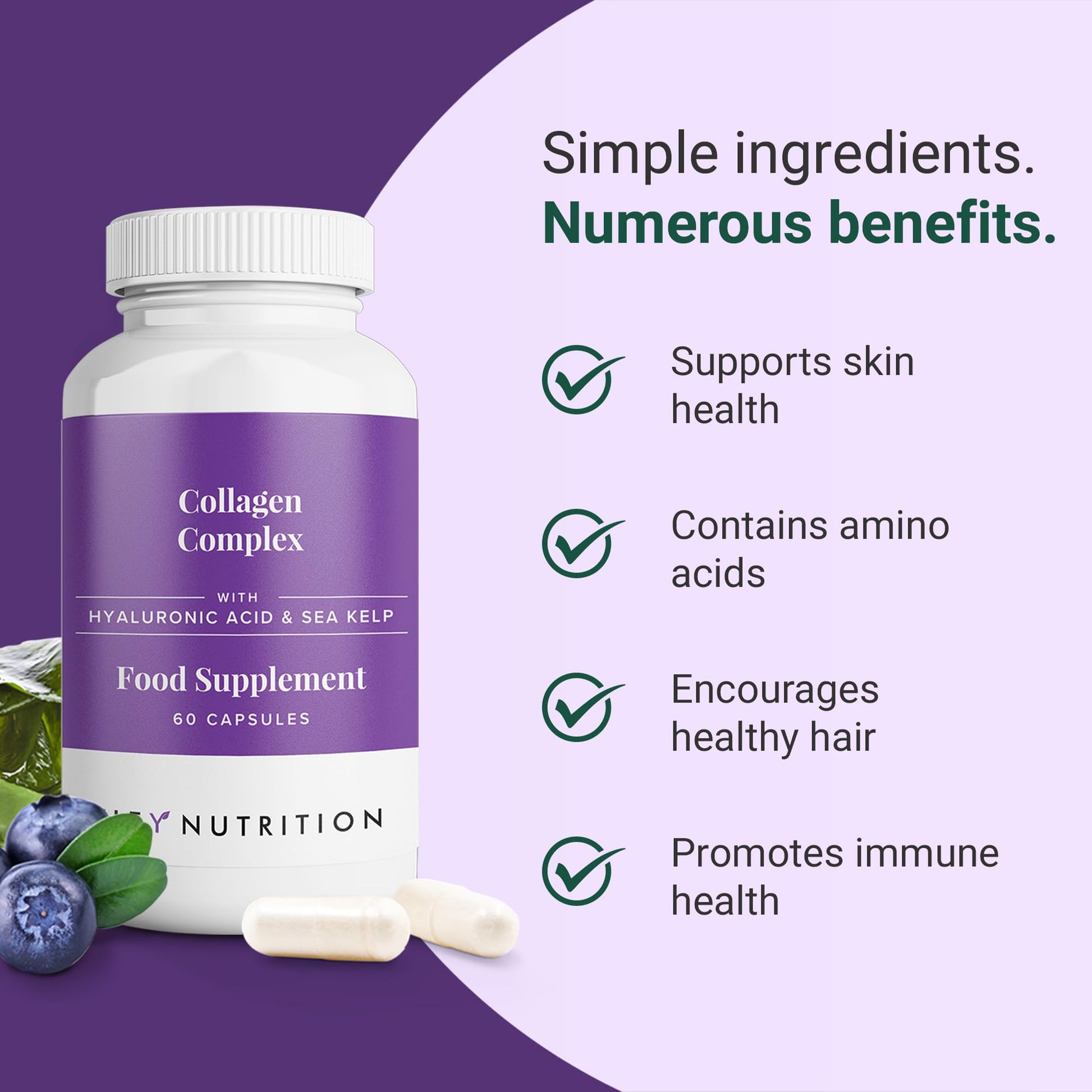 Hey Nutrition Collagen Complex Hyaluronic Acid & Sea Kelp Vitamin E, C, Biotin Hey Nutrition buy australia supplements