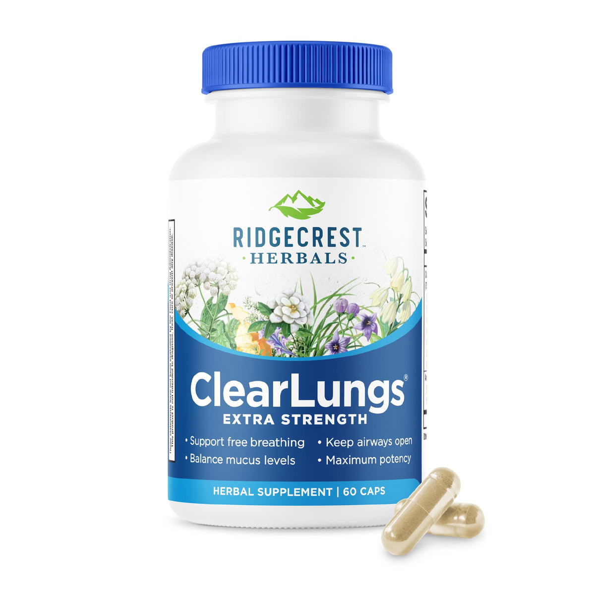 RidgeCrest Herbals ClearLungs Extra Strength, Daily Health Supplement, Natural Lung and Nasal Wellness Formula RidgeCrest Herbals