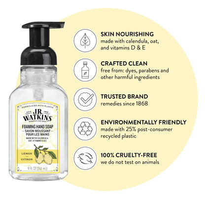 J.R. Watkins Moisturizing Foam Hand Soap Dispenser 3 Pack, Lemon, 9 fl oz J.R. Watkins