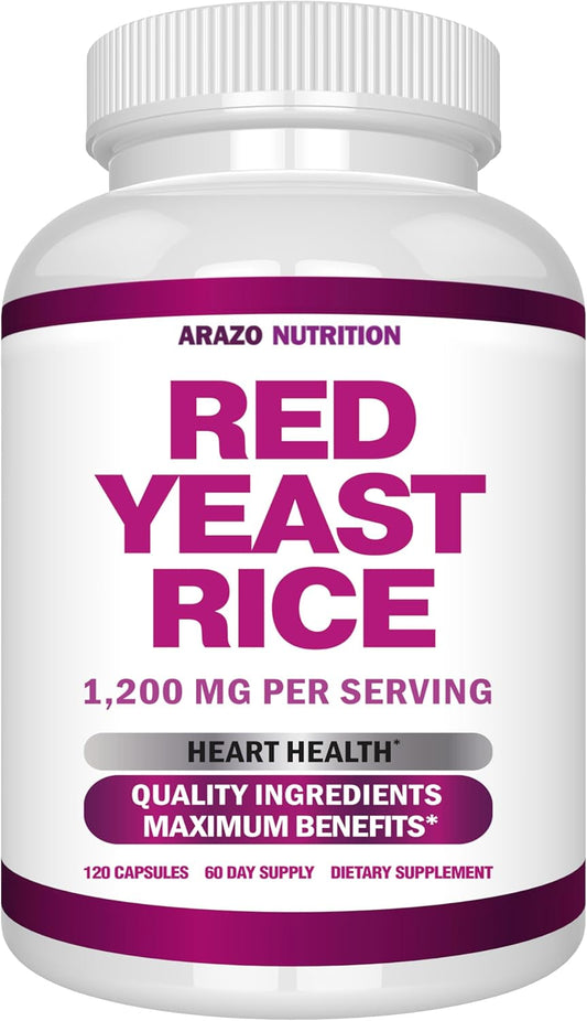 Arazo Nutrition Red Yeast Rice Extract 1200 MG Per Serving – Citrinin Free Supplement – Vegetarian 120 Capsules Gsupps Australia