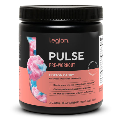 LEGION Pulse Pre Workout Supplement - All Natural Nitric Oxide Preworkout Drink to Boost Energy, Creatine Free, Naturally Sweetened, Beta Alanine, Citrulline, Alpha GPC (Fruit Punch)