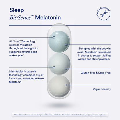 Ritual Sleep Melatonin 5mg - Sleep Aid Supplement - BioSeries Time Released Capsules Designed for All Night* Sleep Support for Adults - Vegan - Drug-Free - Vanilla - 20 Capsules - 20 Servings