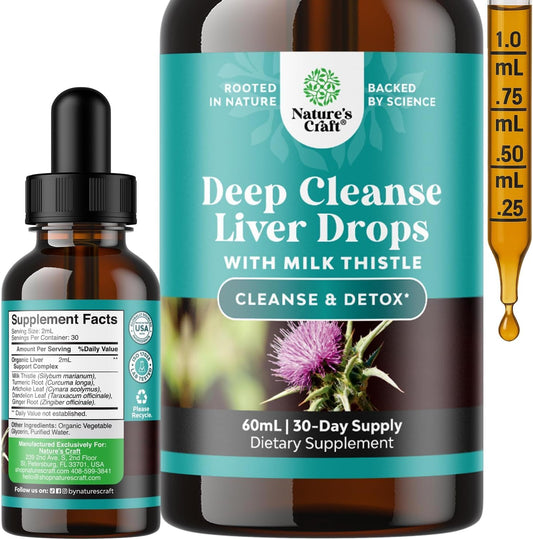 Deep Liver Cleanse, Detox & Repair with Milk Thistle Liquid Drops - Liver Detox Liquid Artichoke Extract with Dandelion Leaf, Ginger & Turmeric Curcumin for Immunity & Daily Cleanse - 2Fl OZ Gsupps Australia
