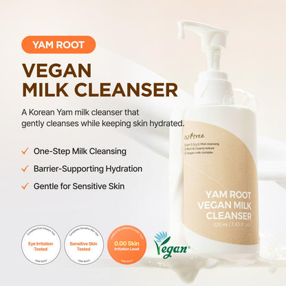 ISNTREE Yam Root Vegan Milk Cleanser | Korean Facial Cleanser with Yam Root | Hydrating Milky Cleanser for Sensitive Skin, Gentle & Creamy, 7.43 fl oz IsNtree
