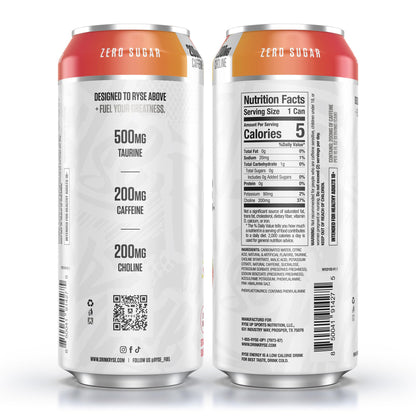 RYSE Fuel Energy Drink - Variety Pack - Sugar Free, Gluten Free & Vegan - 200mg Natural Caffeine, Taurine & Choline for Focus & Energy - No Artificial Colors - 16 fl oz Cans (12-Pack)