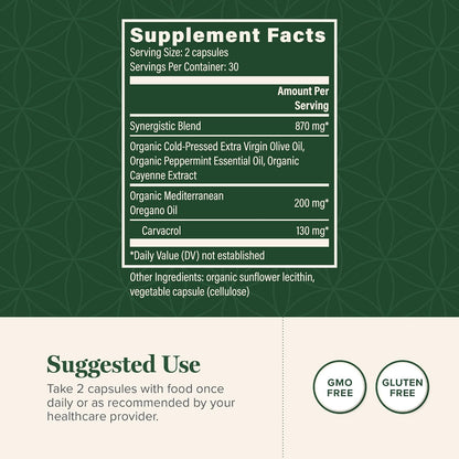 Global Healing Center - Oregano Oil Capsules with Organic Ingredients & Cayenne Pepper Extract, Oregano Capsules for Immune System Support, Respiratory Health, Digestion, Gas & Gut Wellness (60 Count)