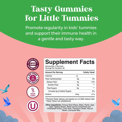 Natures Craft High Prebiotic Fiber Gummies for Kids - Dietary Fiber Supplements for Digestion & Constipation - Chicory Root Kids Immune Gummies - Non-GMO Natures Craft