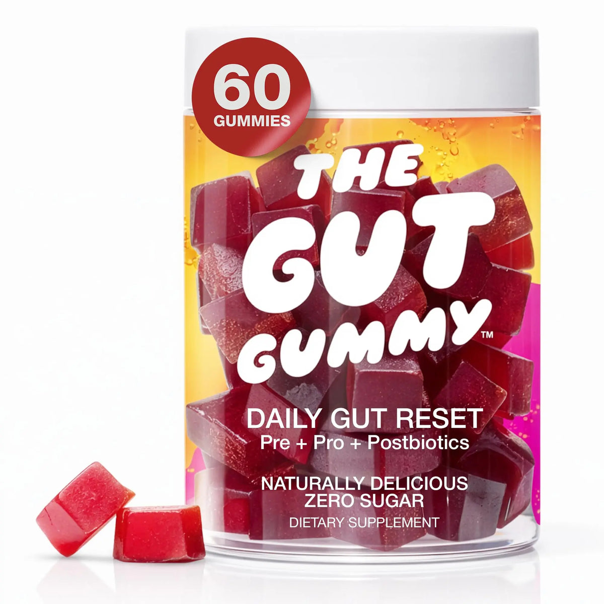 The Gut Gummy, 360° Daily Gut Reset, Full-Spectrum Tribiotic for Women & Men, Prebiotics Probiotics Postbiotics for Bloating, Belly Fat, Skin & Immune Support, Sugar Free Tart Cherry Gummies, 60 Count The Gut Gummy