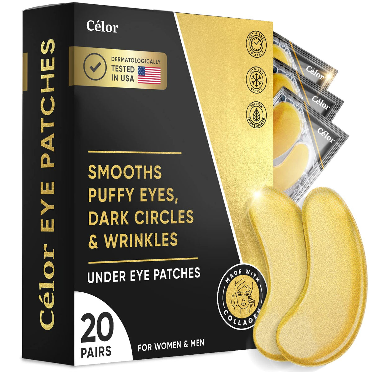 Under Eye Patches (20 Pairs) - Eye Patches For Puffy Eyes And Dark Circles - Under Eye Mask For Beauty & Personal Care - Under Eye Mask Amino Acid & Collagen For Dark Circles And Puffiness by Celor CÉLOR
