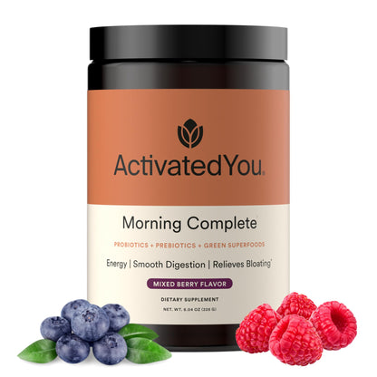ActivatedYou Morning Complete Super Greens Powder Drink Mix - Gut Health Boost with Prebiotics, Probiotics, & Antioxidants - 10 Billion CFUs, Mixed Berry Flavor ACTIVATEDYOU
