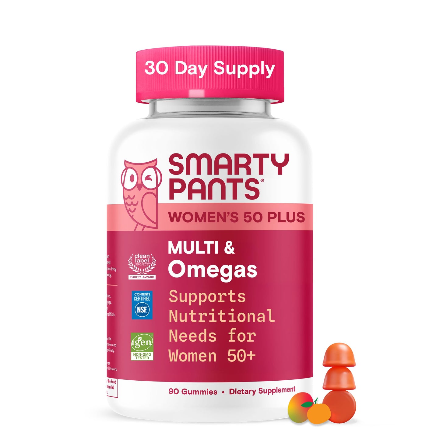 SmartyPants Multivitamin Gummy for Women 50 and Over, Omega 3 (DHA/EPA), Methylfolate, CoQ10, Vitamin D3, C, Vitamin B12, B6, A, K, Biotin SmartyPants