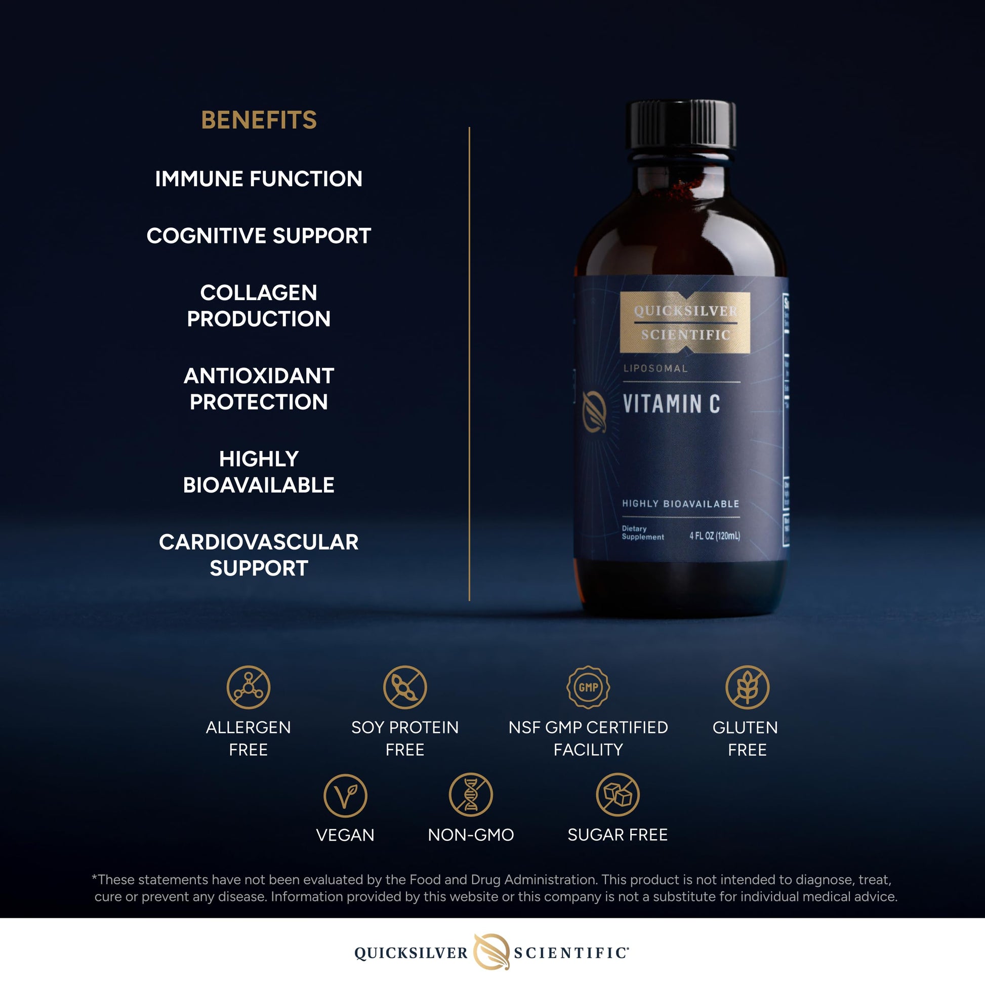 Quicksilver Scientific Liposomal Vitamin C - 1000mg Buffered Liquid Vitamin C Supplement - Immune + Antioxidant Support - Liposomes for Superior Absorption - Vegan + Non-GMO (4oz / 120ml) Quicksilver Scientific buy australia supplements