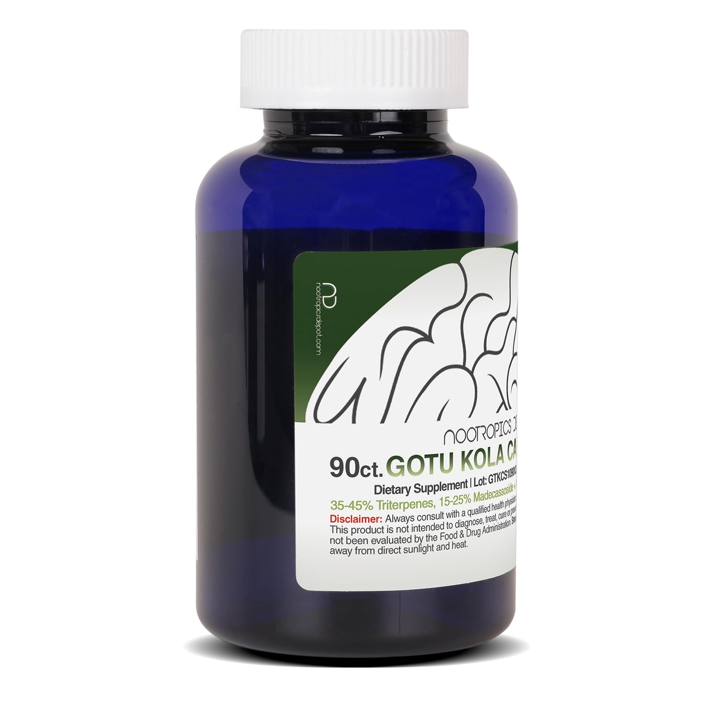 Nootropics Depot Gotu Kola Extract Capsules | 120mg | 90 Count | Acid Resistant | Centella asiatica | 35-45% Triterpenes | Supports Healthy Stress Levels | Promotes Memory Enhancement