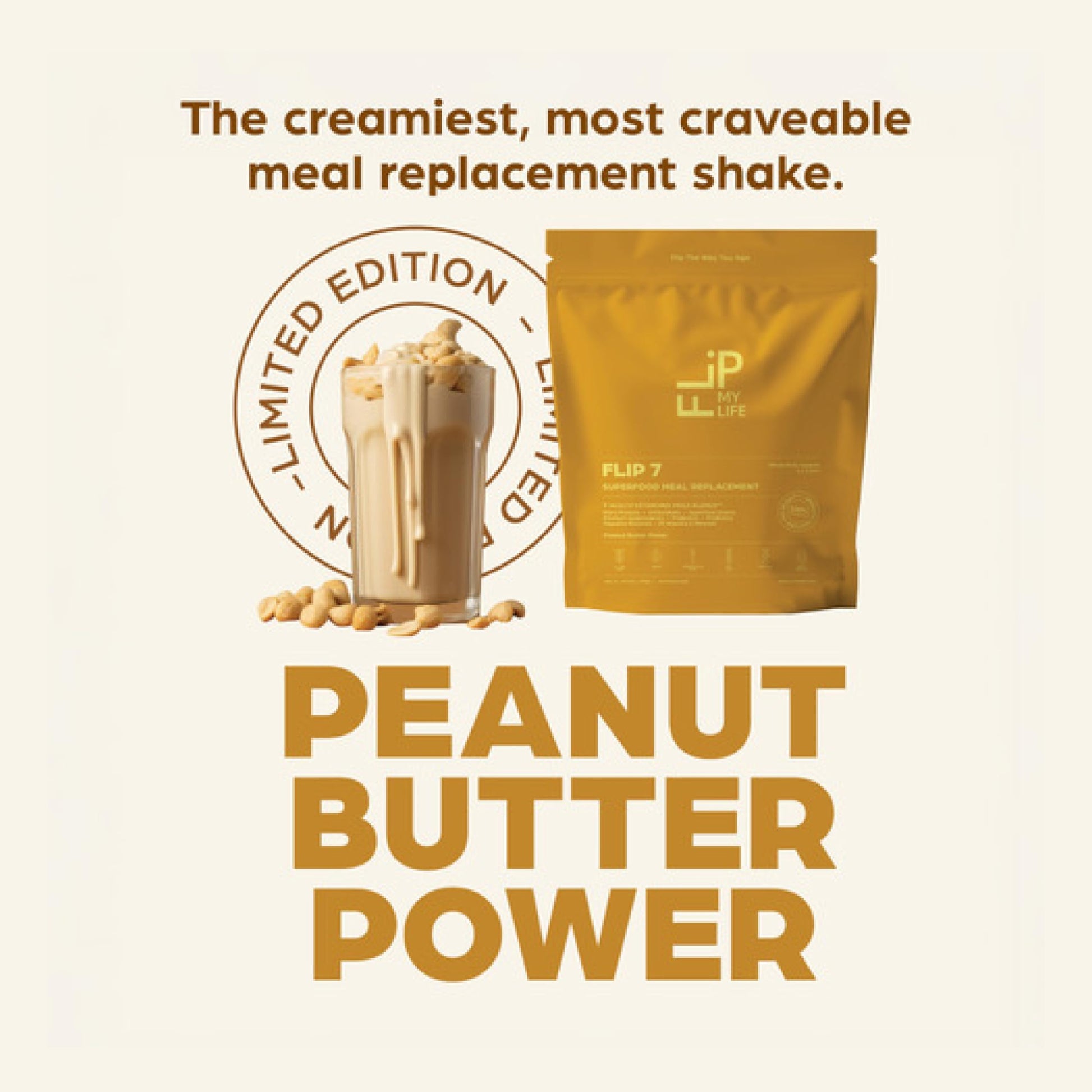 Flip My Life, Flip 7 Natural SuperFood, Plant-Based Protein, Complete Meal Replacement to Support Healthy Gut, 7 Mega Nutrient Rich Blends all in one to AGE BETTER - Peanut Butter Flip My Life buy australia supplements