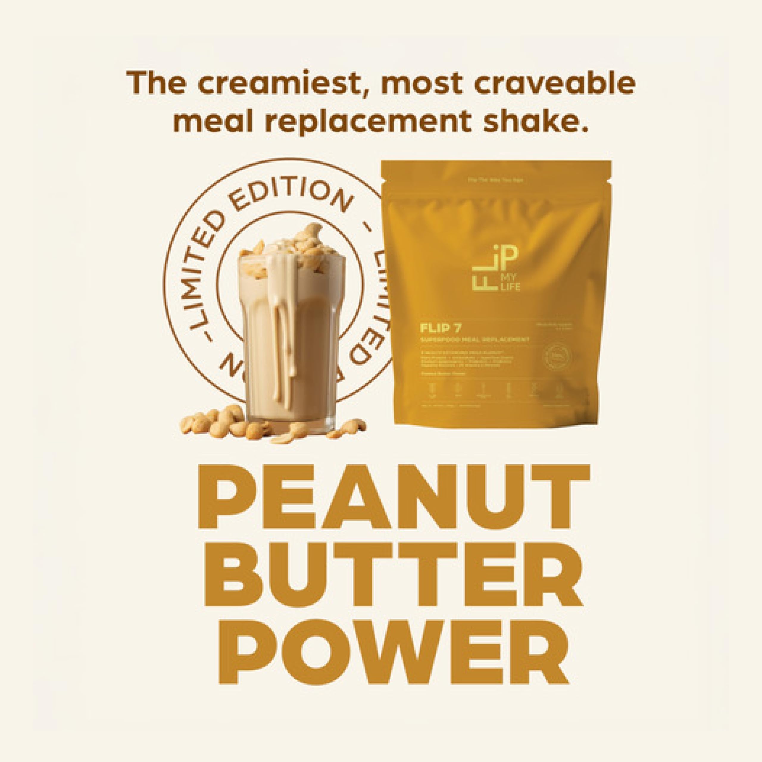 Flip My Life, Flip 7 Natural SuperFood, Plant-Based Protein, Complete Meal Replacement to Support Healthy Gut, 7 Mega Nutrient Rich Blends all in one to AGE BETTER - Peanut Butter Flip My Life buy australia supplements