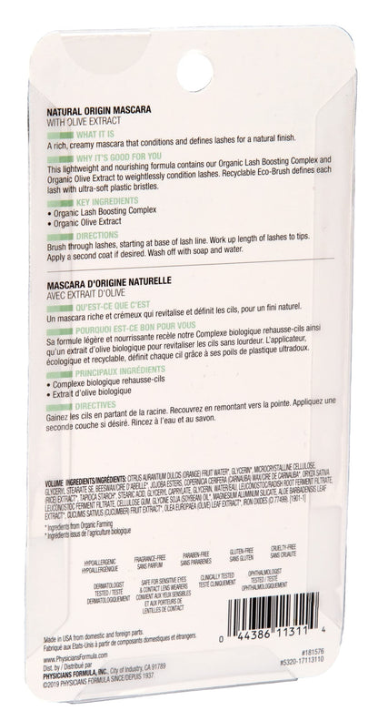 Physicians Formula Organic Wear Lash-Boosting All Natural Mascara, Lifts, Lengthens, For Sensitive Eyes, Dermatologist Tested - Natural Origin Black Physicians Formula