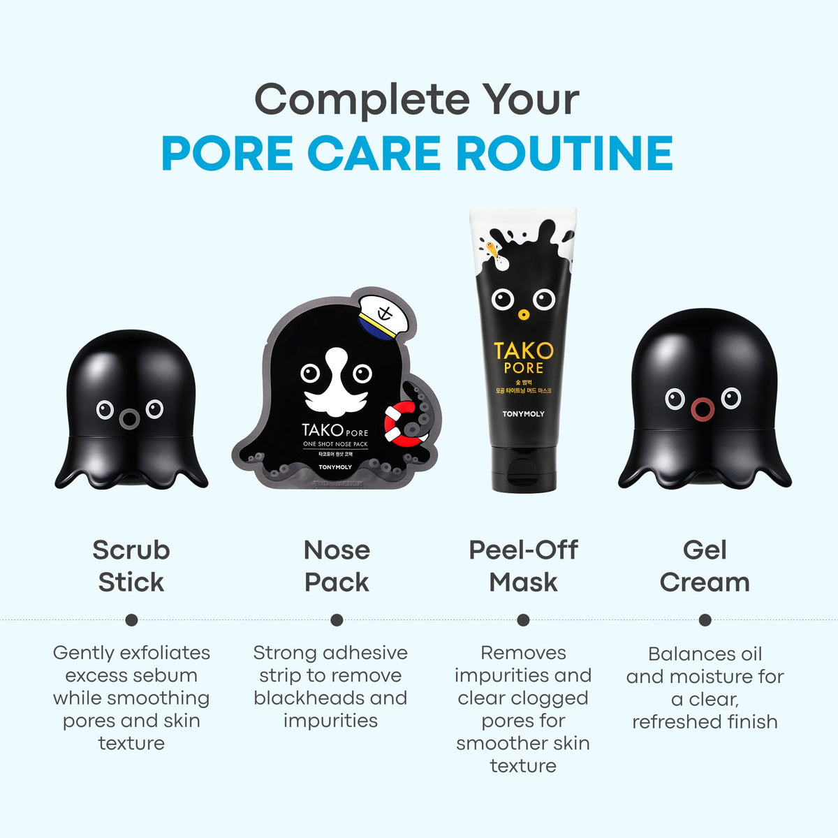 TONYMOLY Tako Pore Clay Scrub Stick, Korean Blackhead Exfoliator, 0.8 oz TONYMOLY