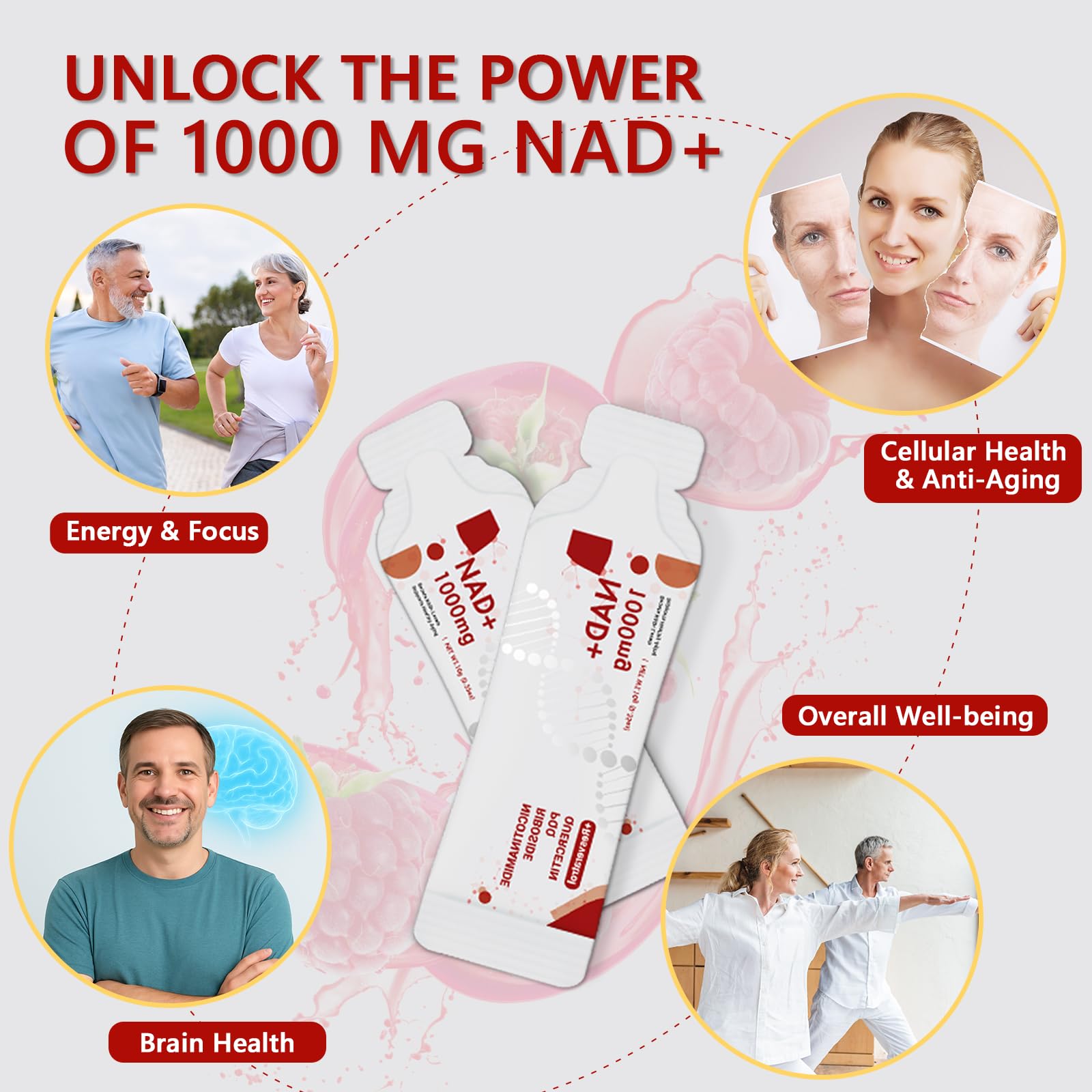 Buporai NAD Supplement 1000 mg Liquid Packets - NAD Supplements for Women & Men with Nicotinamide Riboside, Resveratrol, PQQ, Quercetin - NMNH Supplement Alternative for Anti-Aging, Energy-30 Packets Buporai buy australia supplements