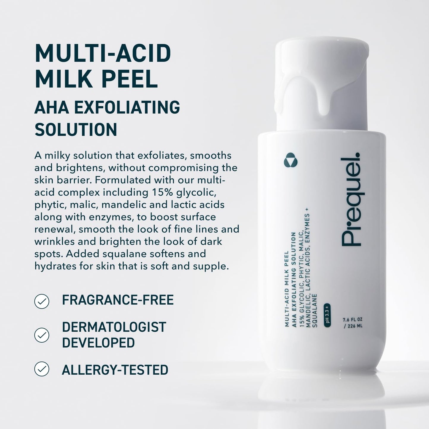 Prequel Skin Multi-Acid Milk Peel, Professional Exfoliating Solution. 15% Glycolic Acid Face Peel with Lactic Acid and Enzymes Prequel