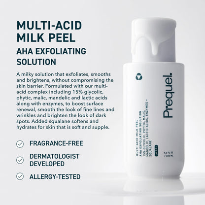 Prequel Skin Multi-Acid Milk Peel, Professional Exfoliating Solution. 15% Glycolic Acid Face Peel with Lactic Acid and Enzymes Prequel