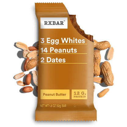 RXBAR Protein Bars, 12g Protein, Gluten Free Snacks, Peanut Butter, 22oz Box (12 Bars) Gsupps Australia