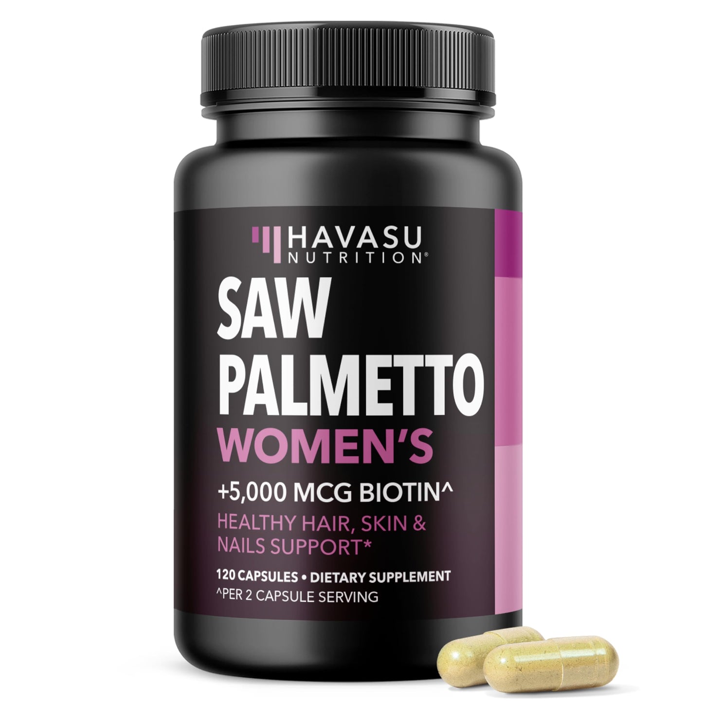 Saw Palmetto for Women with Bitoin 5000mcg Per Serving, 30-Day Supply | Vegan, Non-GMO DHT Blocker for Women for Hair, Skin and Nails, Saw Palmetto Extract with Biotin for Thicker Looking Hair Gsupps Australia