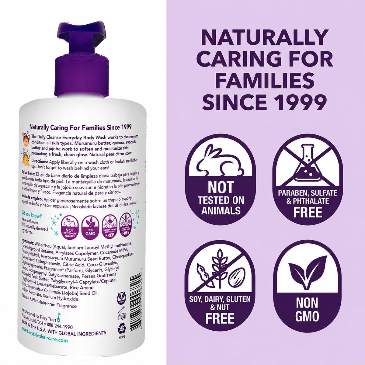 Fairy Tales Daily Cleanse Kids Body Wash | Kids Soap With Gentle, Clean Natural Ingredients | Sulfate Free, Silicone Free, Body Wash for Boys and Girls - 16 oz. Fairy Tales