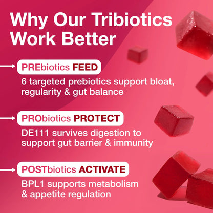 The Gut Gummy, 360° Daily Gut Reset, Full-Spectrum Tribiotic for Women & Men, Prebiotics Probiotics Postbiotics for Bloating, Belly Fat, Skin & Immune Support, Sugar Free Tart Cherry Gummies, 60 Count The Gut Gummy
