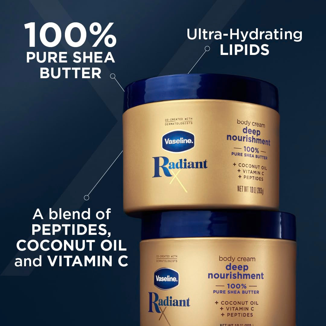 Vaseline Radiant X Deep Nourishment Body Cream For Dry Skin 10oz Vaseline