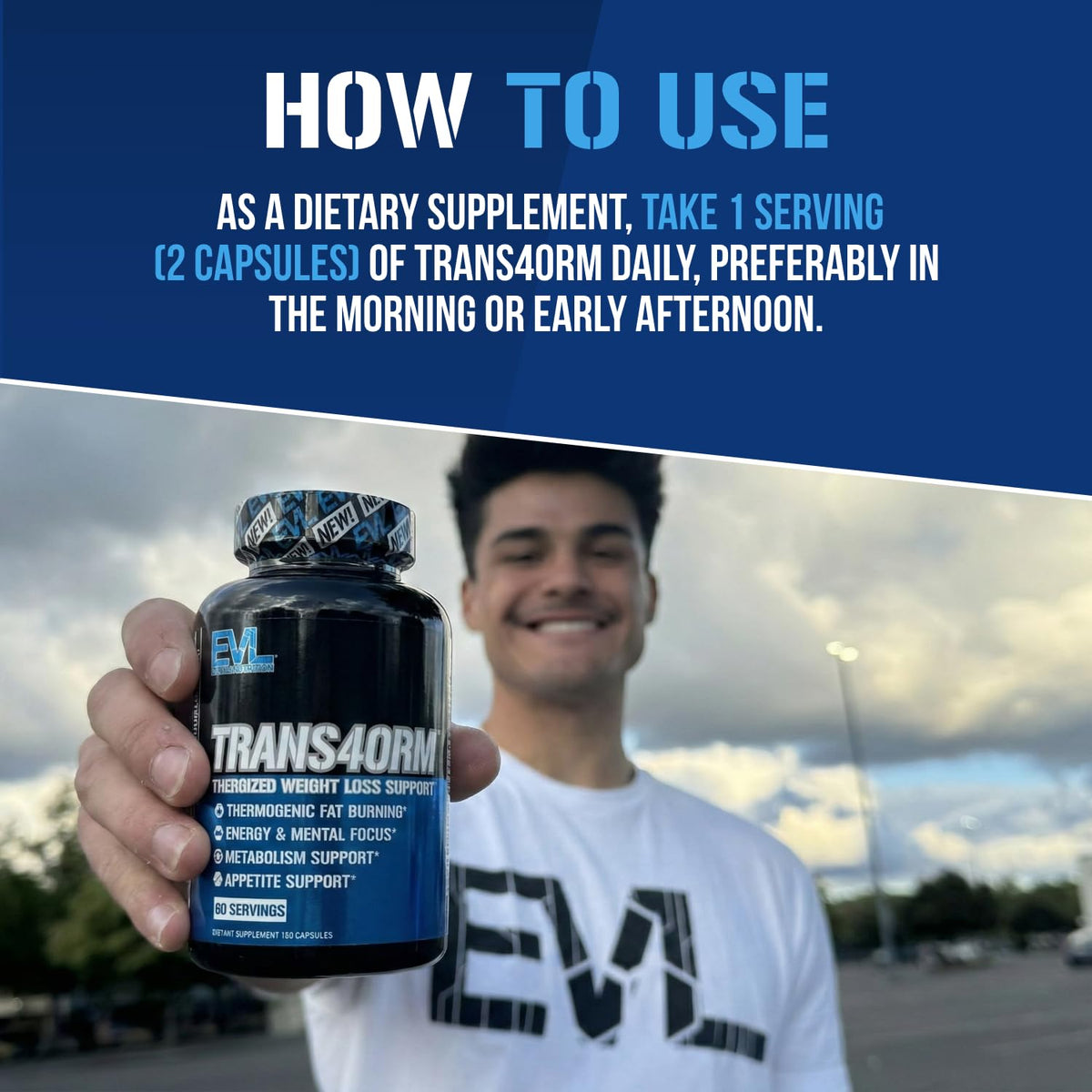 EVL Thermogenic Fat Burner Support - Fast Acting Weight Loss Energy and Appetite Support - Trans4orm Green Tea Supplement Evlution