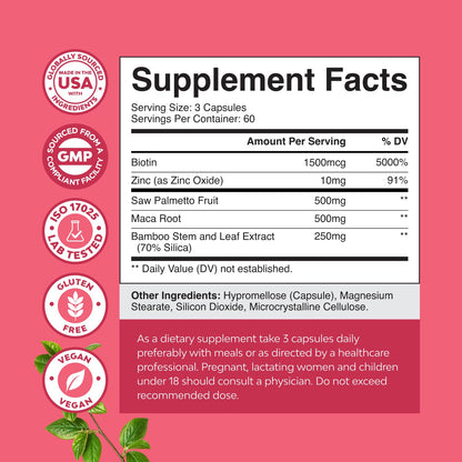 Saw Palmetto for Women 500mg - DHT Blocker for Women 30-Day Supply - Hair Vitamins for Hair Loss Supplement - Saw Palmetto Extract Capsules with Maca Root & Biotin - 90 Count Gsupps Australia