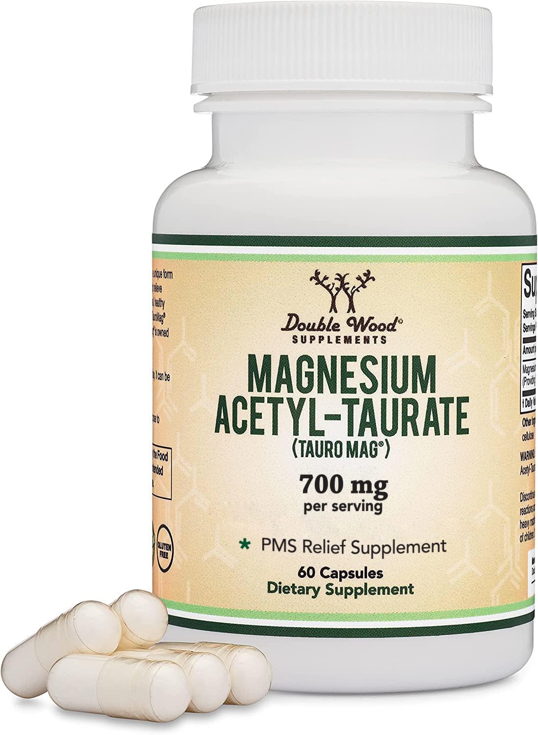 Magnesium Acetyl-Taurate (ATA MG, TauroMag) Novel and Patented Form of Magnesium for PMS and Cramp Relief (60 Capsules, 350mg) PMS Relief Magnesium Supplement by Double Wood Supplements Double Wood Supplements buy australia supplements
