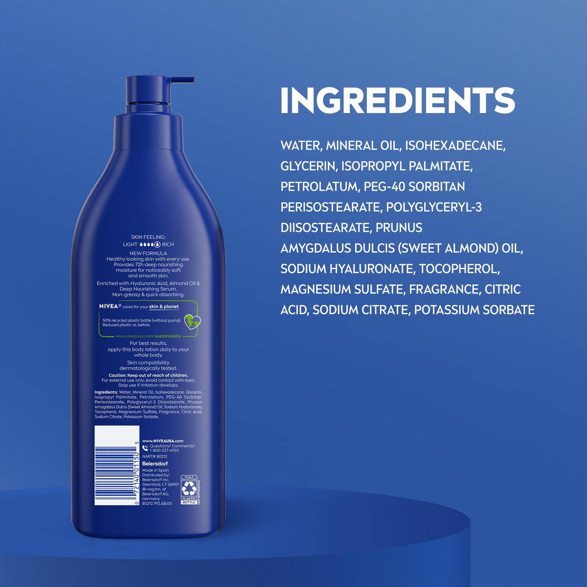 NIVEA Essentially Enriched Body Lotion, Very Dry Skin, Almond Oil, 16.9 Oz NIVEA
