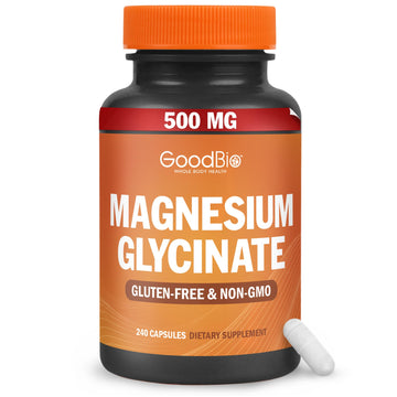 Magnesium Glycinate - High Absorption Magnesium Supplement 500mg Per Serving for Stress Relief, Sleep, Heart and Bone Health, Nerve Support - Non-GMO, Gluten-Free, Gentle on Stomach, 240 Capsules GOODBIO buy australia supplements