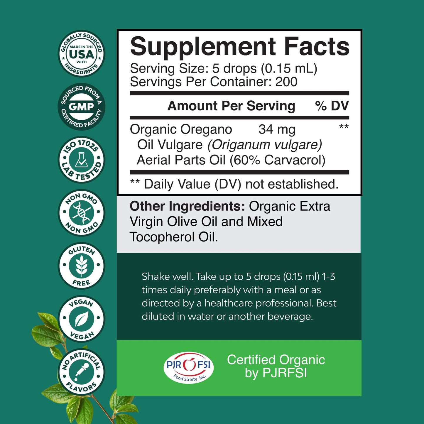 Organic Oregano Oil Drops - Super Concentrated Liquid Oil of Oregano with Carvacrol 60% for Digestion & Immune Support- Liquid Herbal Extract Tincture for Immune Strength & Healthy Intestines -1 Fl Oz Gsupps Australia
