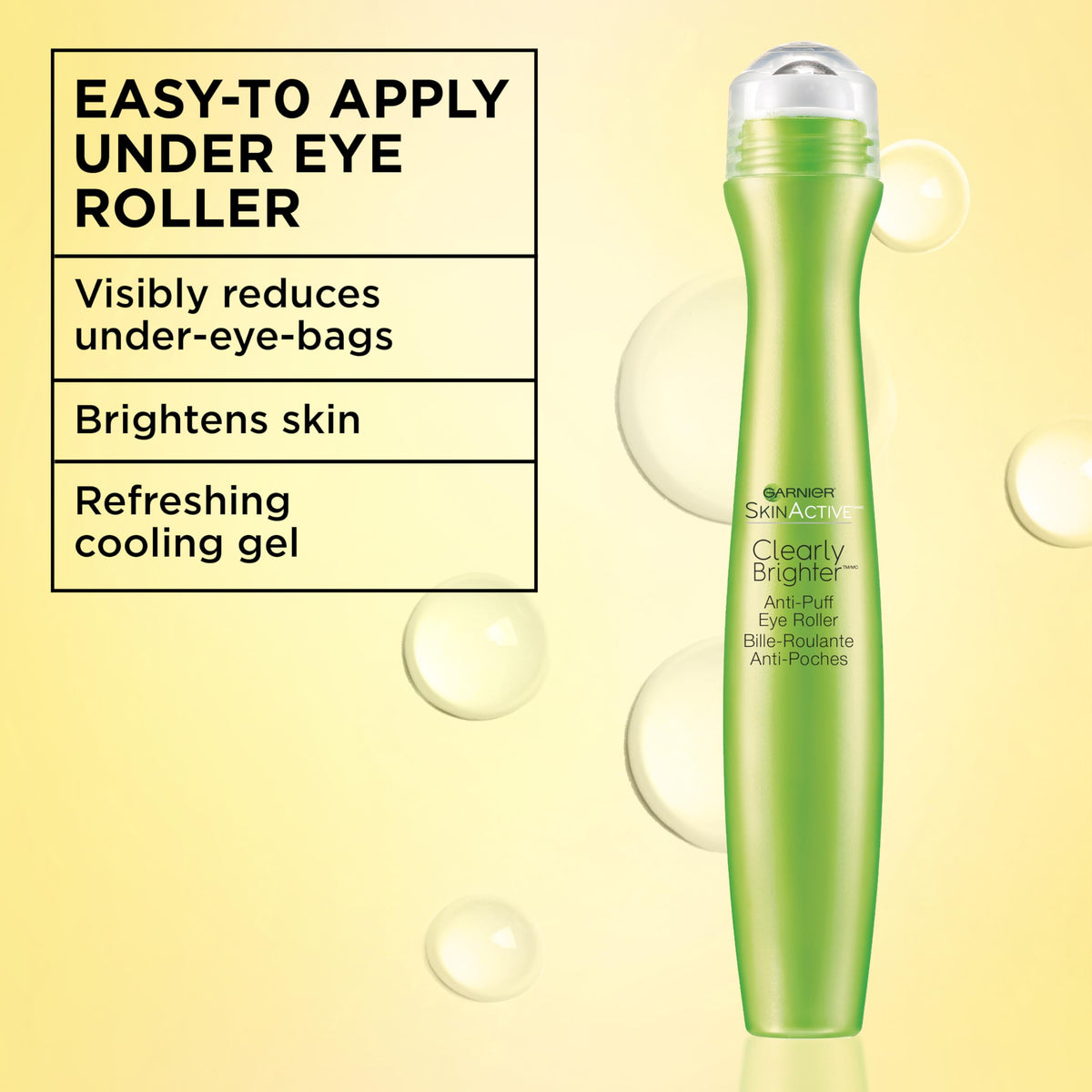 Garnier Clearly Brighter Anti-Puff Eye Roller, Dark Circles Under Eye Treatment with Caffeine and Vitamin C, 0.5 Fl Oz (15mL), 1 Count (Packaging May Vary) Garnier