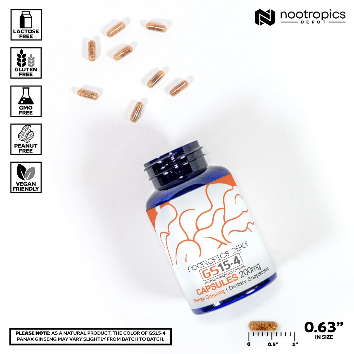 Nootropics Depot GS15-4 Panax Ginseng Extract Capsules | 200mg | 60 Count | Ayurvedic Herb | Natural Adaptogen | Supports Healthy Stress Levels