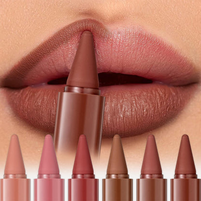 6 Pcs Gradient Lip Liner and Lipstick Combo Set - 2-in-1 Ombre Lipstick & Brown Lip Liner Duo - Waterproof, Long-Lasting, Matte Finish - Smudge-Proof, Full Coverage Lip Kit for Fuller & Plumper Lips Beauty Glazed