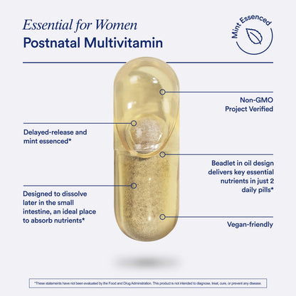 Ritual Postnatal Multivitamin for Women - Key Essential Vitamins and Minerals to Support Mom and Baby Postpartum and Throughout Lactation* - Choline, Omega-3 DHA - Mint - 60 Capsules - 30 Servings